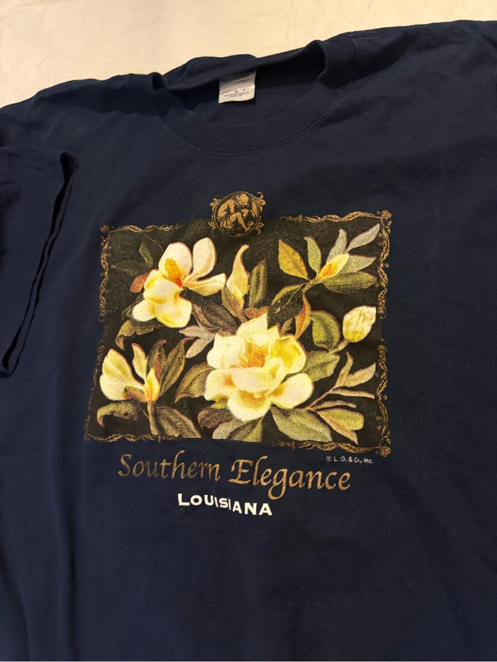 Gildan Navy Blue Southern Elegance Magnolia Tee